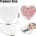 AMONE Sublimation Ceramic Ornaments - Bulk Ceramic Discs for Heat Press Printing - White Round Porcelain Ornament Personalized Xmas Tree Ornament (White-Heart -25PC)