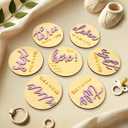 4 x Monthly Baby Milestone -Milestone Cards for Wooden Circles Discs, Photoshoot Props for Baby Boys & Girls, The Baby Essentials for a Newborn Gender-Neutral Baby, 3D Design,7 Pack,Pink, 4 Inch
