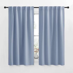 NICETOWN Blackout Curtain Panels for Kitchen - (Vintage Blue Color) 34x63 Inch, 2 Panels Set, Thermal Insulated Room Darkening Blackout Drapes/Draperies with Rod Pocket & Back Tab for Window