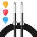 Guitar Cable, Guitar Cord 10ft AMP Cord for Bass & Electric Guitars/Keyboard/Mandolin TS 1/4 Inch Instrument Cable, Pro Audio Straight Angle Black