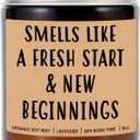 DiandDesignGift Smells Like A Fresh Start & New Beginnings Candle - Lavender Scented Soy Wax Candle - 8oz - Modern Floral Theme - Graduation & House Warming Occasion