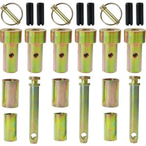 3 Pack TK95029 Cat 1 Quick Hitch Adapter Bushings with S07070200 Top Link Pin Heavy Duty Lynch Pin with Ring Replaces S14114400, Quick Hitch Bushings for Category 1 3-Point Tractors