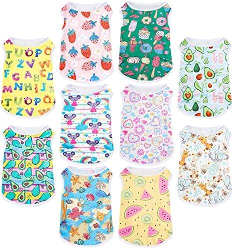 Saintrygo 9 Pcs Lovely Puppy Shirts Print Dog Clothes Breathable Summer Pet Cartoon Dog Shirt Clothes Sweatshirt for Puppy Cartoon Shirt Sweatshirt to Cat (Small)