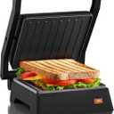 Elite Gourmet EPN160X 5.5 x 5.3" Multifunctional, Compact Electric Panini Press, Contact Grill, 180 Flat Grill, Lightweight, Floating Top-plate, Cool-touch Handle Non-Stick Surface, Black