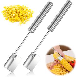 2pcs Stainless Steel Corn Cob Stripper Tool, 2025 Pro Long Handle Corn Peeler for Corn on the Cob Stripper Tool, Corn Stripper for Corn on the Cob Peelers for Kitchen Restaurant Chefs Dining