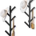 RRG 2 Pack Vertical Coat Rack Wall Mounted, Metal Vertical Hat Rack for Wall, Modern Wall Coat Tree for Hats, Jackets, Bags, Entryway Bedroom (Height 16")