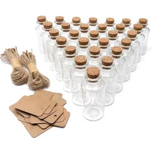 Goiio 80 Pack 20 ML Glass Bottles with Cork Stoppers Mini Small Glass Bottles, for Wedding Favors, Crafts Home Decorations