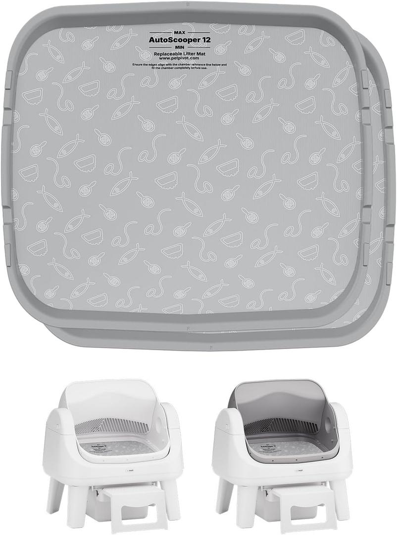 Litter Pad for Autoscooper 12, Waterproof Scratch-Resistant Non-Stick Pad, 15.39 x 13.74 Inches, Fit for Autoscooper 12 Self-Cleaning Litter Boxes, 2-Pack（ Not Compatible with Autoscooper 11 ）