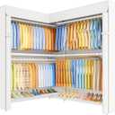 ULIFHOME E15C Max Garment Rack L Shaped Clothes Rack for CornerFreestanding Clothing Racks for Hanging ClothesHeavy Duty Closet System 57"W x 15.8"D x 78.4"HWhite Rack with White Dustproof Cover