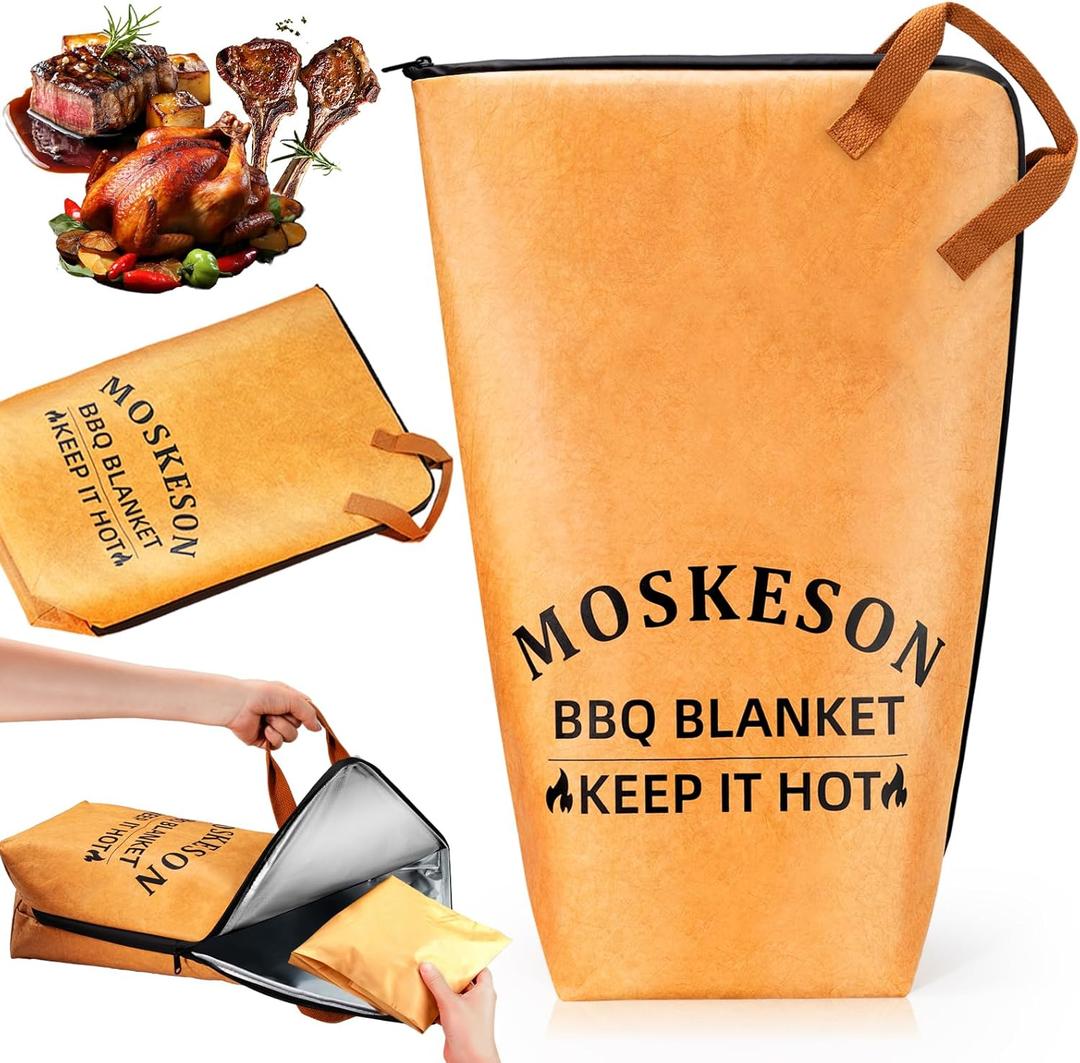 BBQ Blanket for Resting Meat: Smoker Insulated Meat Bag for Moisture Retention & Tender BBQ - Reusable Grilling Meat with Wide Mouth Design for Turkeys, Pork Shoulders, Briskets & Steaks Gift for Men