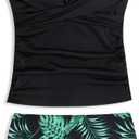 LKALPSQ Girls Swimsuits 2 Piece Bathing Suit Tropical Floral Swimwear  Beach Sport Halter Tankini Black 15 Years