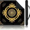 Black Mahjong Mat for Table, American Mahjong Mat with Printed Rules, 31.5" x 31.5", Anti-Slip, Noise-Reducing Table Cover for Mahjong, Poker, Board Games, Dominoes, and Card Games.