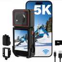 Action Camera 5K 25P with EIS Stabilization, 180° Rotating Lens Vlogging Camera for YouTube, Body Camera with Touch Screen WiFi & Remote Control for Cycling Running Outdoor Sports Motorcycle Hiking