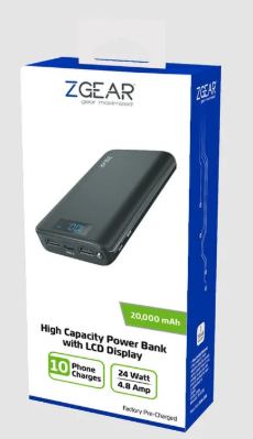 ZGear High Capacity LCD Display Power Bank - Black, 1 ct

20,000 mAh