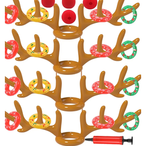 Christmas Games Decorations, Inflatable Reindeer Antler Ring Toss Game, Stocking Stuffers for Men Women Kids Teens Adults, Christmas Party Games Fun Xmas Gifts Carnival Holiday Family