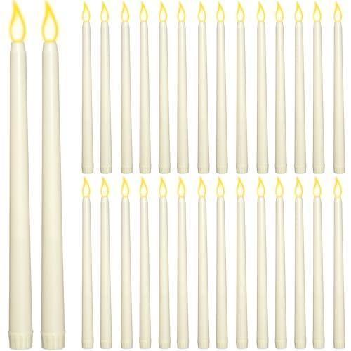 30 Pack Flameless Taper Candles Battery Operated LED Taper Candles Bulk Flickering Fake Candle Sticks for Home Decor, Wedding, Party, Christmas, Battery Not Included