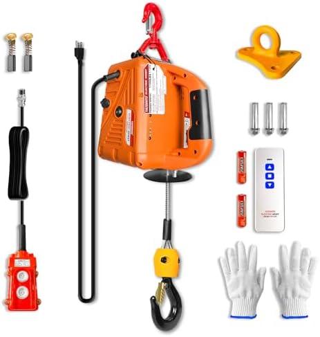 YATOINTO 3 in 1 Electric Hoist Winch, 1100lbs Portable Electric Power Winch with Wire and Wireless Remote Control, 120V Electric Hoist Crane, Overload Protection 25ft Lifting Height for Towing