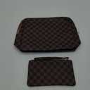 Makeup Bag, 2 Pcs Portable Leather Checkered Cosmetic Bag, Waterproof Travel Toiletry Bag for Women Gift