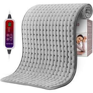 Qfun Extra Large Heating Pad for Back Pain Relief, 19.6"x39.3" XXL Heat Pad Neck and Shoulde Electric Heating Pad for Period Cramps with 6 Heat Settings & Auto Shut-Off,Christmas Gifts for Men(Grey)