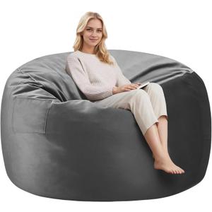 5FT Adult Bean Bag Chair, 5'Comfy Bean Bags, Giant BeanBag Chairs | Bean Bag Chairs for Adults with Memory Foam Filled, Washable Cover,Lazy Sofa for Gamming Room,Living Room & Bedroom,Grey