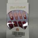LPOODDNU Square Christmas Press on Nails - Medium Length Red Acrylic With Santa Hat Heart Designs, Glossy French Tip - 24Pcs False Nail Set