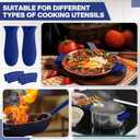 Patelai 8 Pcs Silicone Pot Holders Set Cast Iron Handle Cover Heat Resistant Pot Handle Covers Potholder Non Slip Reusable Pan Sleeve for Frying Pan Kitchen Supplies (Navy Blue)