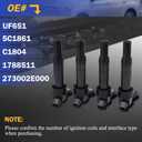 UF651 Ignition Coil Packs Fit for 2011-2020 Hyundai Elantra, 2014-2021 Hyundai Tucson /2014-2016 Kia Forte, 2014-2018 Kia Forte5, 2012-2019 Kia Soul (1.8L 2.0L ONLY) 5C1861 C1804 1788511 273002E000