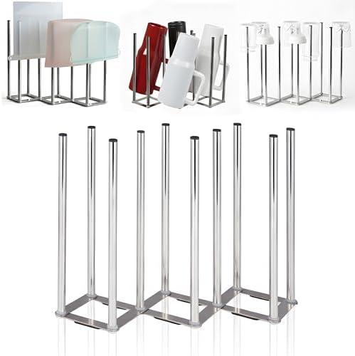 Water Bottle Drying Rack, Cup Drying Rack for Counter, Stainless Steel Tumbler Dryer Stand, Space-Saving Mug & Glass Drying Rack, Heavy-Duty Holder for Cups & Water Bottles (Silver – 10 Pegs)