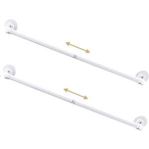 H.VERSAILTEX 2 PACK Magnetic Curtain Rods for Metal Doors 16" to 28", 1/2 Inch Diameter, Adjustable French Door Curtain Rod for Classroom Whiteboard Cafe Rod with Strong Magnet Towel Bar Holder, White