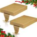 Zonon Christmas Stocking Holders for Mantle Heavy Duty Iron Stocking Hangers Hooks Mantel with Non-Slip Protective Pad, Mantle Garland Hanger for Fireplace Stair Home Shelf Decor(Gold,4 Pcs)