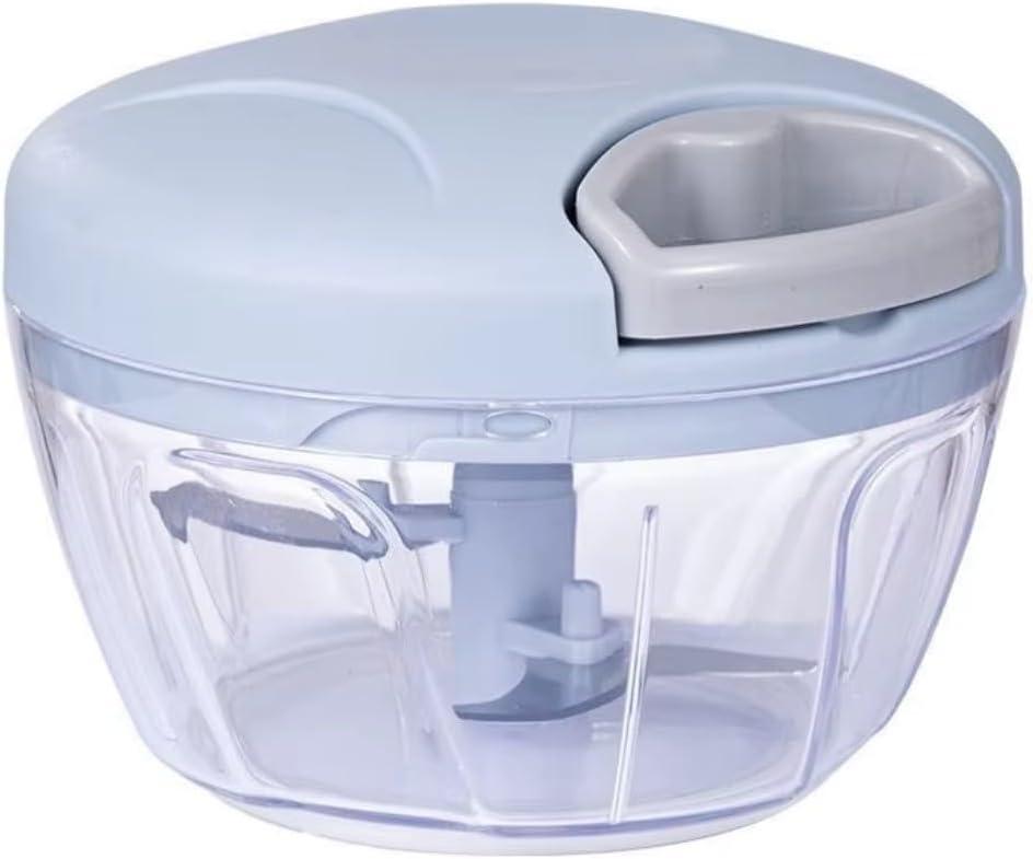 Manual Vegetable Chopper & Food Processor  Compact Hand-Powered Blender for Onions, Garlic, Fruits & More, Detachable Kitchen Gadget for Quick & Easy Prep - (Blue) (500ml)