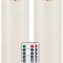 5plots 9" x 3" Flickering Flameless Candles - Battery Operated Wax LED Candles - Amber Yellow Light with Remote and Timers Set of 2, Ivory, for Home Decor, Candle Sconces