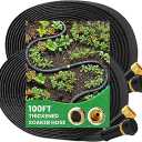 MIXC 2026 Thickened Flat Soaker Hose 100Ft with Copper Joint, Saving 80% Water, Aluminum Seal, 1mm Hose, 360Â°Swival Handle, Hole Pressure Relief Gasket, Drip Kit for Vegetable Garden, Lawn, Flower Bed