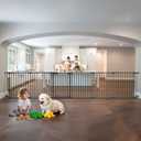 150" Extra Wide Baby Gate, Play Yard Child Safety Gate, Dog Gates with Auto-Close Door, Double Locking System for The House Doorways, Fireplace, Kitchen, 6-Panels, 30" Tall (Black)