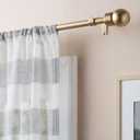 TOWN & COUNTRY BASICS Modern Sphere Single Indoor Curtain Rod and Finial Set, Easy Install Wall Mount, Matte Gold, Adjustable 36”-72”