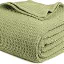 Tex Trend 100% Cotton Blanket – Soft and Breathable Twin XL Waffle Blankets – for Christmas & All Season Comfort – Suitable for Bed Layering, Sofa, Couch and Chair  Sage Green (60”x90”)