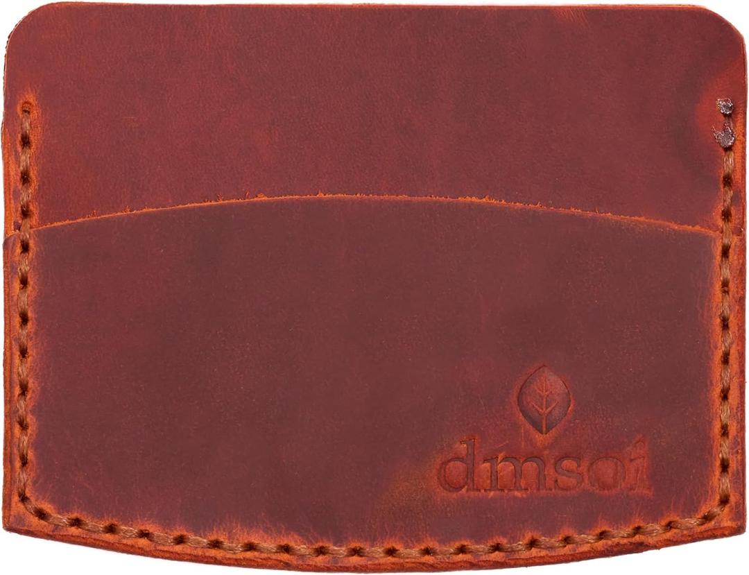 Handmade Minimalist 100% Genuine Leather Card Holder  Premium Slim Handmade Card Holder for Everyone No Machine Artisan Craft Durable Everyday Carry Cardholder Gift For Everyone. (Brick Color)