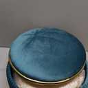 Adjustable Vanity Stool for Makeup Room, 360 Swivel Gold Vanity Chair, Round Storage Ottoman Footrest for Living Room Bedroom, Blue (13 inches)