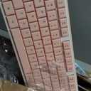 Wireless Keyboard and Mouse Combo, Pale White Pink 2.4 USB Wireless Connection, Cute Pink Wireless Keyboard Mouse Set for PC/Laptop/Mac/Computer