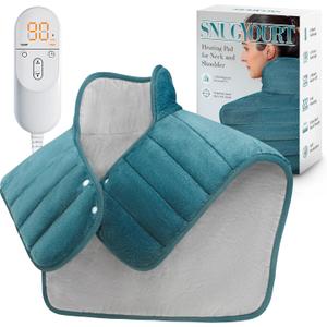 Heating Pad for Neck and Shoulders and Back, 24 x 23 XL Large Heat Wrap for Pain Relief, Birthday Gifts for Women Mom, 2.2lb Weighted, 6 Heat Settings, 4 Timers, Blue
