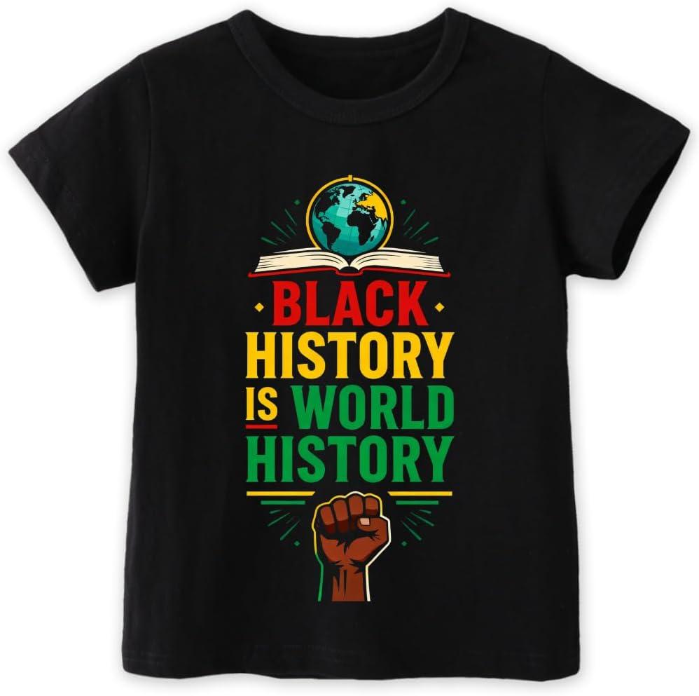 Kids Black History Shirt,Toddler Black History Month T-Shirt Boys Girls, African American Tee, 2-6T (Black)
