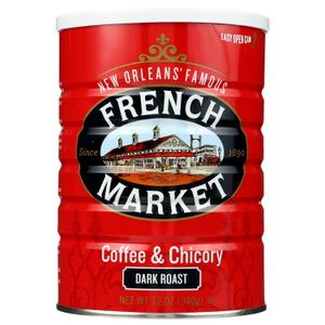 French Market Coffee & Chicory Dark Roast Ground Coffee, 12oz Can (Pack of 1) (EXP 07/09/27)