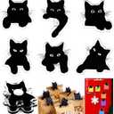 Acellegic 12 Pack Cat-Shaped Magnetic Chip Clips Cute Black Cat Food Bag Clips Funny Magnets for Snack or for Use on The Fridge, Kitchen Organization and Home Use, Remove Protective Film
