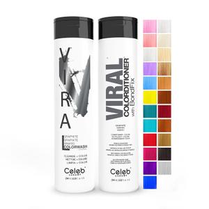 Celeb Luxury Intense Color Depositing Colorwash Shampoo + BondFix Rebuilder, Vegan Hair Dye, Sustainably Sourced Plant Based, Semi Permanent Hair Color, Viral and Gem Lites Duos (Graphite)