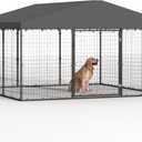 Kurapika Large Dog Kennel Outdoor Heavy Duty Dog Crate, Metal Frame Dog Fence with Secure Double-Lock Design, Easy Assembly, Weatherproof UV-Resistant Roof 118" L x 118" W x 70.9" H