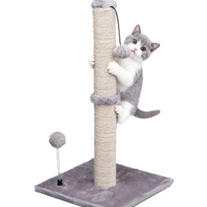 MECOOL Cat Scratching Post Premium Basics Kitten Scratcher Sisal Scratch Posts with Hanging Ball 22" for Kittens or Smaller Cats (22 inches for Kitten, Gray)