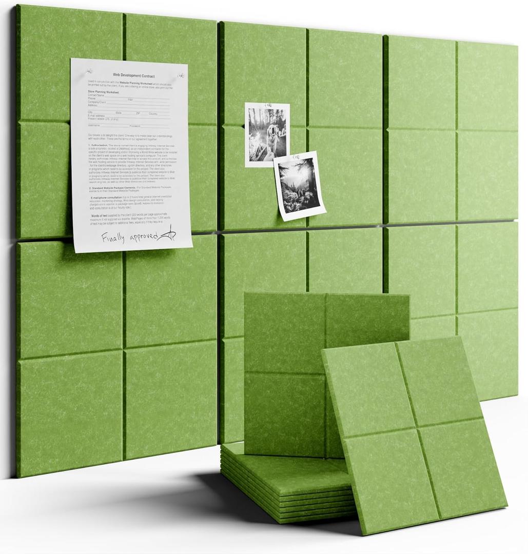 Fluxynara Large Felt Bulletin Board 36" x 24"Cork Board Alternative-6 Pack with 40 Safe Removable Adhesive Tabs, Cork Boards for Walls Cork Board for Home Office Classroom Pin Board-Kelly Green