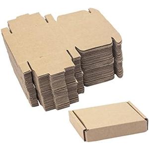 Ellbest 50pcs Kraft Paper Boxes, Corrugated Mailing Cardboard Packing Box for Jewelry Wraping Shipping, Storaging Small Item, Brown, 3.5 x 2.6 x 0.7 inches