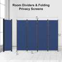 Room Partitions and Dividers 4 Panel Portable Wall w/ 3 Wider Feet Folding Room Divider 6FT Privacy Wall Indoor as Dressing Screen for Apartment School Office Children's Separate Rooms,Blue
