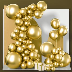 PartyWoo Gold Balloons 140pcs Different Sizes of 18 12 10 5 Inch Gold Balloon Arch Kit Garland for Birthday Wedding Anniversary Baby Shower Graduation Retirement Casino Party Decorations Gold-G101